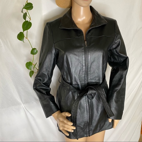 Worthington Leather Jacket petite small with wrap strap - Picture 2 of 7